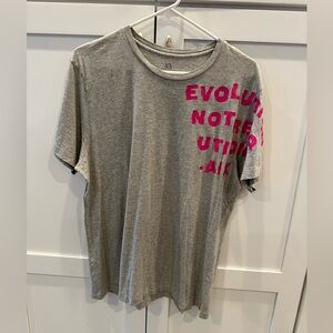 Armani Exchange Gray Tee with Pink Lettering